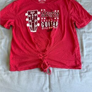 Lucky Brand Martin Guitars Red Graphic Tee